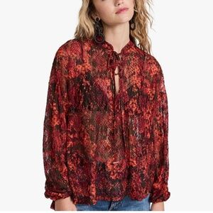 Free People Out For the Night Women's Blouse, Hot Combo Print, Size Small